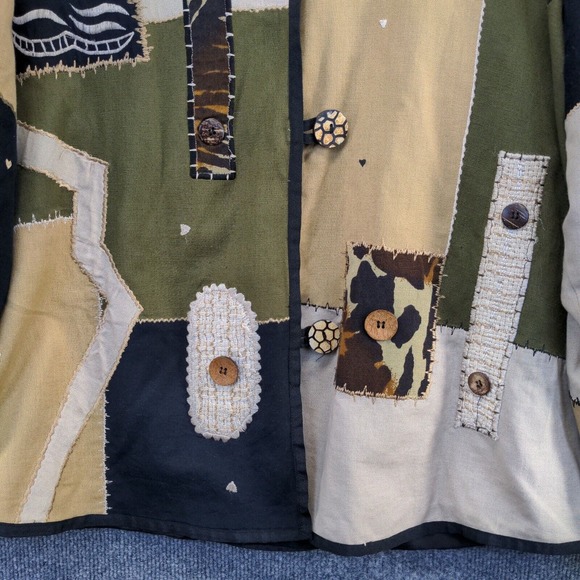Liz & Me Women's Jacket Multicolor 3X Cotton Rayon Flax Blend Boho Patchwork - Picture 8 of 12